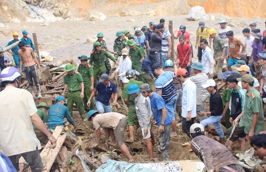  La zone exposée au glissement de terrain dans la commune de Tra Leng. 