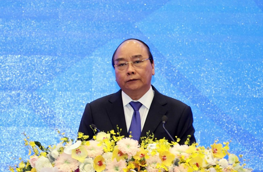  Le Premier ministre Nguyen Xuan Phuc, président de l’ASEAN 2020, s’exprime lors de la cérémonie de clôture. 