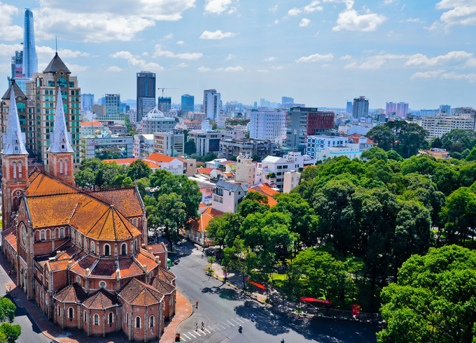 La cathédrale Notre-Dame, à Hô-Chi-Minh-Ville (en cours de restauration).