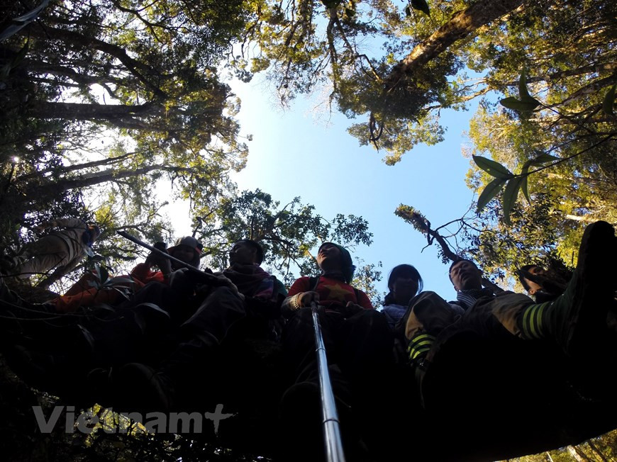 Les aventuriers doivent se préparer physiquement de manière soigneuse avant de commencer le voyage difficile mais passionnant qui promet une expérience inoubliable. Le trekking du sommet Bach Moc Luong Tu pendant les périodes pluvieuses doit être totalement évité car les chemins sont trop glissants, collants et boueux, c'est trop dangereux avec les falaises rocheuses abruptes que les touristes doivent monter et descendre surtout en imperméable. Et surtout, les vues sont bloquées par un épais brouillard. Bach Moc Luong Tu situé à la province du Nord-Ouest de Lao Cai n'est pas pour tout le monde et vous devez être en forme pour relever les défis ici. Photo: Vietnam+