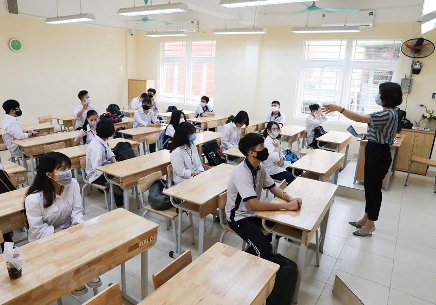 Les écoles respectent les instructions sur la distance de sécurité entre élèves. Photo: VNA