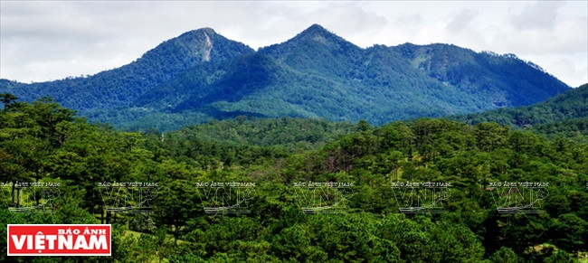 Le mont Lang Biang vu de la Vallée de l’Amour.