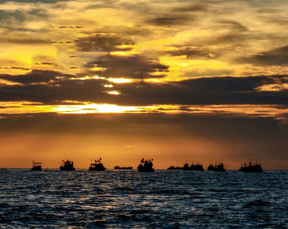 Les bateaux participent à la fête Nghinh Ong Nam Hai (fête d'accueil de la Baleine). 
