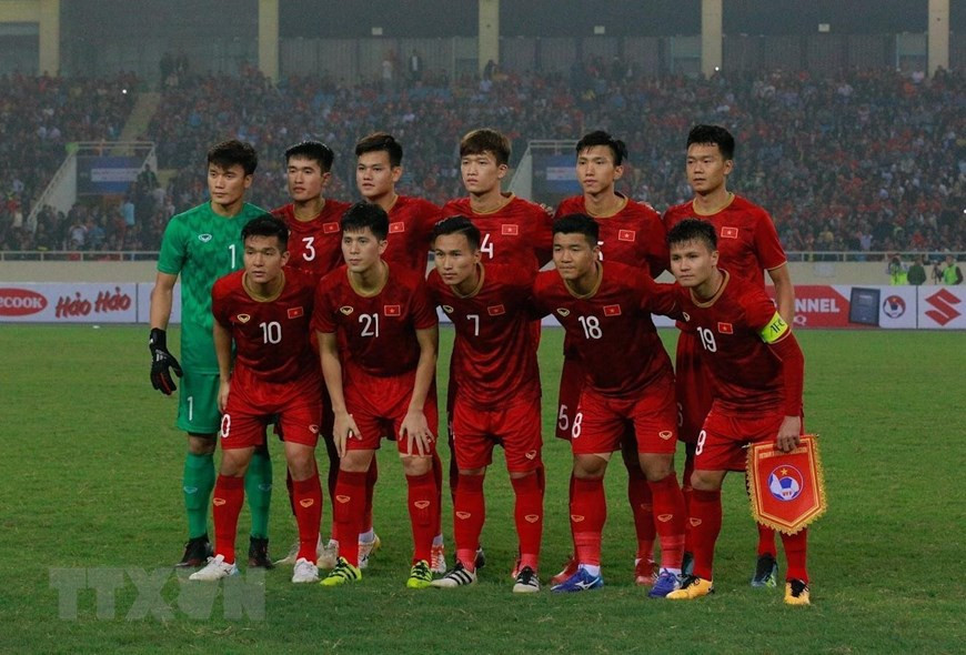 Les membres de l’équipe U23 Vietnam participant au dernier match de la poule K contre la Thaïlande