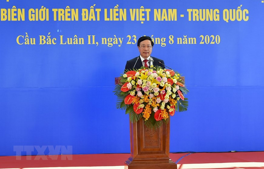  Le vice-Premier ministre et ministre des Affaires étrangères, Pham Binh Minh, prend la parole lors de la cérémonie.