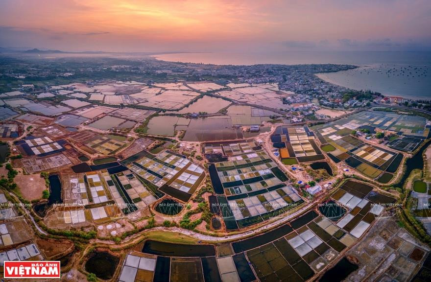 Lever du soleil sur un marais salant 