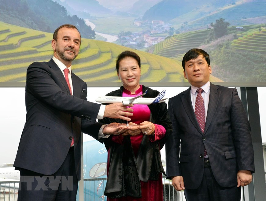 Nguyen Thi Kim Ngan a assisté à la cérémonie de remise de l’Airbus A321neo immatriculé VN-A600 à la compagnie Vietjet (Vietjet Air)...
