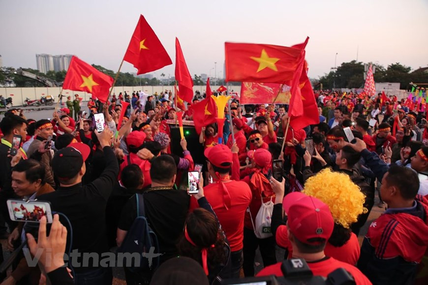 Les fans sont très optimistes et font confiance aux footballeurs comme Quang Hai, Cong Phuong... Photo: Vietnam+