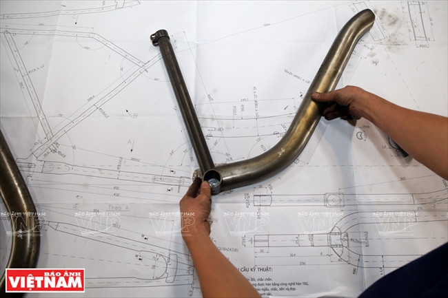 Dessins techniques de pièces d’un vélo. 