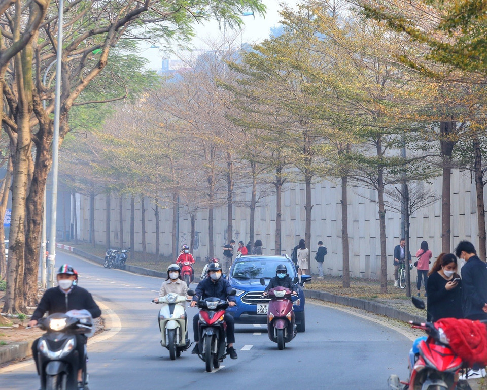 Un coin d'une des rues à Hanoi à la saison du changement de couleur des feuilles. Photo: VNA