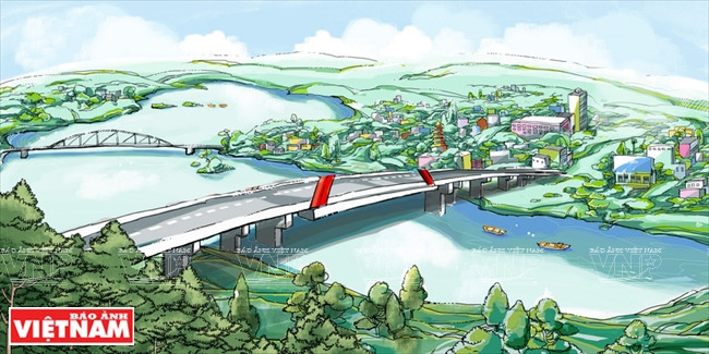 Une image pop-up du pont Binh Loi.