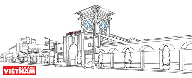 Croquis du marché Bên Thành.