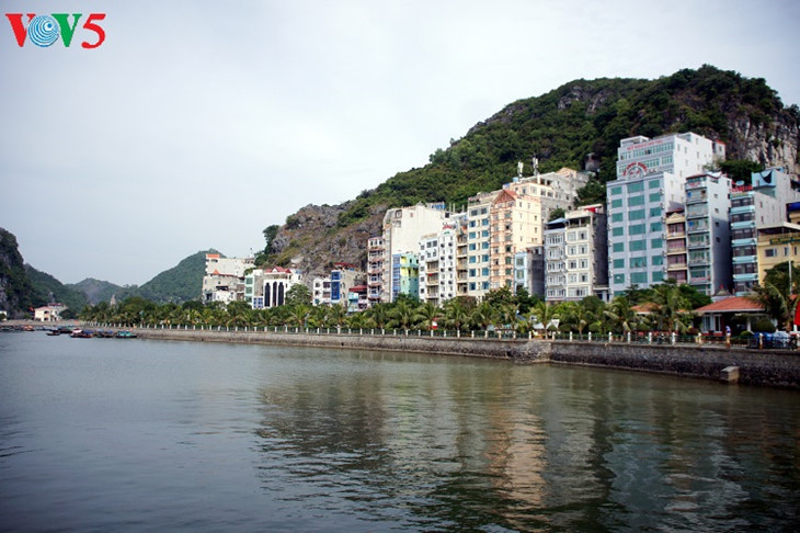 Vue d’un coin du bourg de Cat Bà.