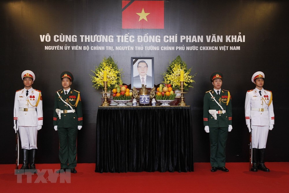 Cérémonie ​d'hommage à l’ex-PM Phan Van Khai au Centre des conférences internationales, à Hanoi.