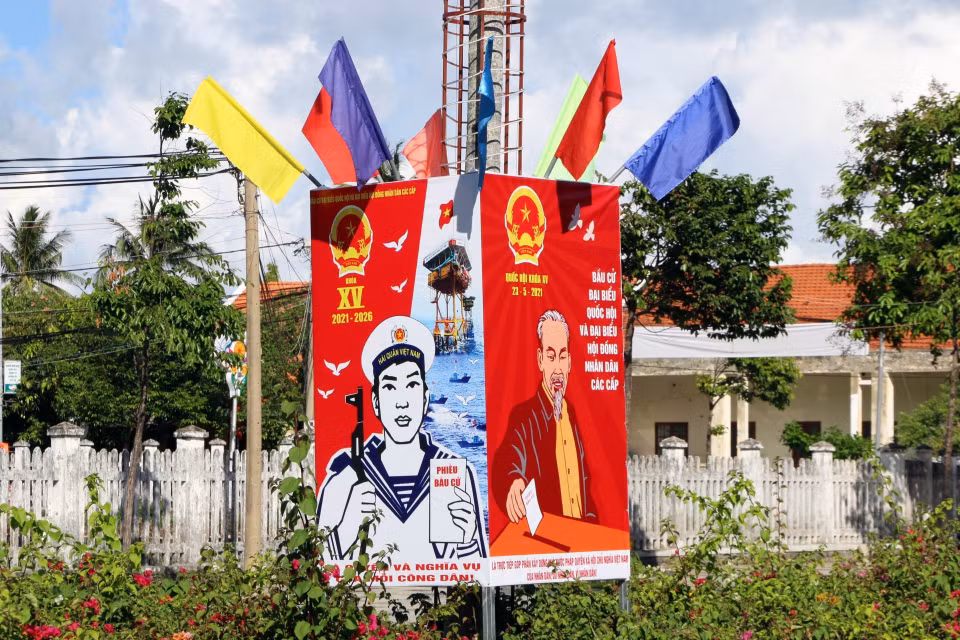 Un panneau d'affichage placé sur l'île de Con Dao. Photo: VNA