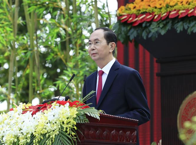 Le président Tran Dai Quang a prononcé un discours saluant les contributions du Président Ton Duc Thang à la lutte de libération et à l’œuvre de développement national.