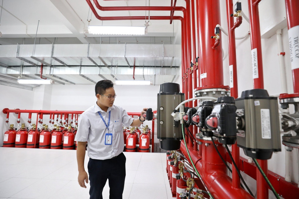 VNPT IDC Hòa Lạc est doteé d'un système de sécurité incendie moderne. Photo: VNA