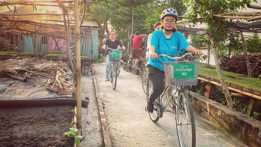 Les touristes visitent une pépinière au village de Nhon Hung, commune de Nhon Nghia, district de Phong Dien, ville de Can Tho. Photo: Vietnam + 