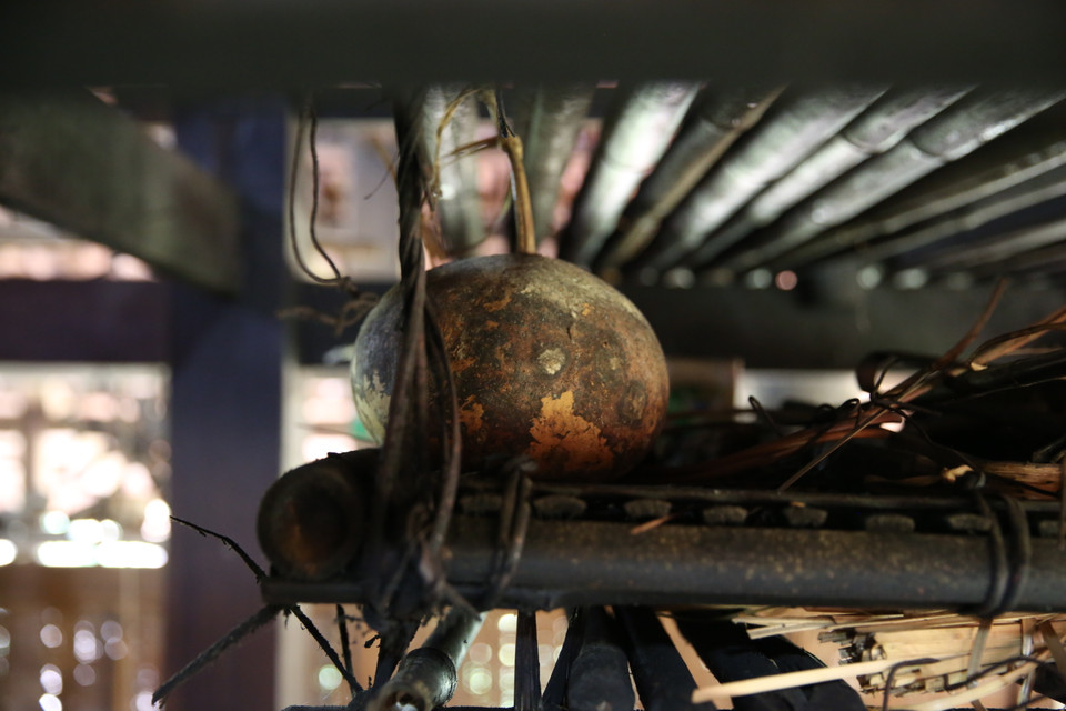 Une calebasse dans la cuisine des Tay. Ses graines sont destinées à la culture et sa coquille à la fabrication du ‘dan tinh’, un instrument de musique des Tay. Photo: VNA