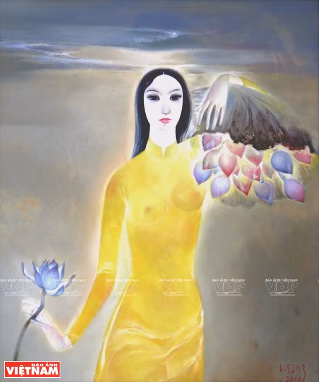 « Fille et lotus » de Duong Dinh Sang.