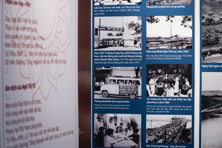 La quatrième sous-thème est « La reconstruction nationale et la protection de la Patrie socialiste » entre 1975 et 1986. L’offensive générale et l’insurrection du Printemps 1975, dont l’apogée fut la campagne historique de Hô Chi Minh (du 26 au 30 avril 1975), a mis fin à 30 ans de guerre acharnée contre les envahisseurs étrangers et fait entrer le pays dans l’ère de l’indépendance et du socialisme. La grande victoire a ouvert une nouvelle ère pour le mouvement révolutionnaire international. Elle revêt une signification historique et est entrée dans l’histoire du monde comme l’une des plus glorieuses victoires du 20e siècle. Photo: Minh Hieu/Vietnam+