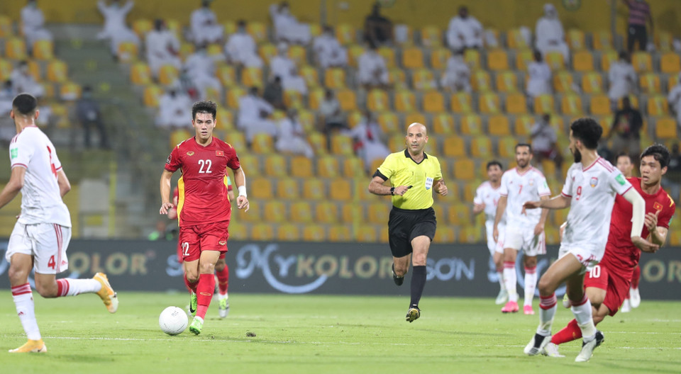 Tien Linh a marqué le premier but pour l'équipe vietnamienne à la 84e minute du match contre les Emirats arabes unis. Photo: VNA