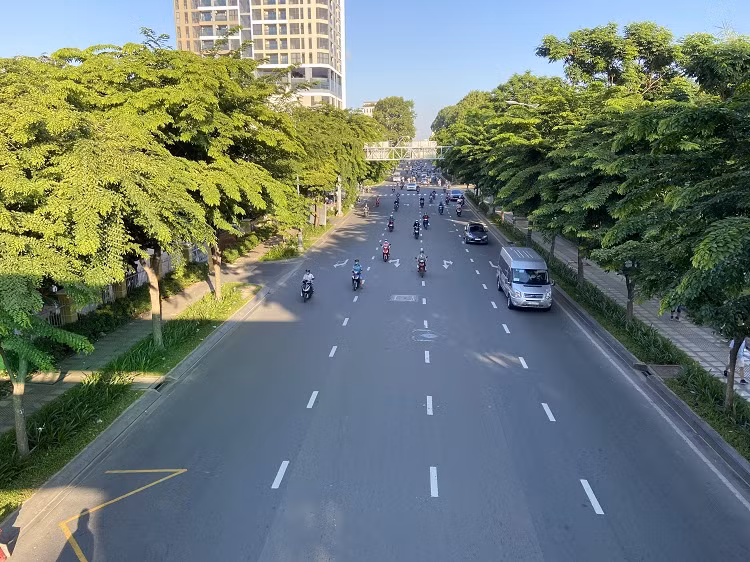 Une rue du centre-ville bien peu fréquentée. Photo: VNA