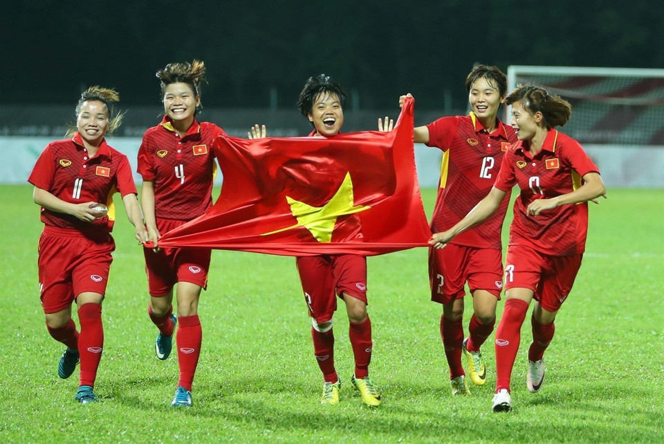 Le Vietnam remporte la médaille d'or en football féminin aux 29èmes SEA Games en Malaisie (août 2017). Photo : VNA