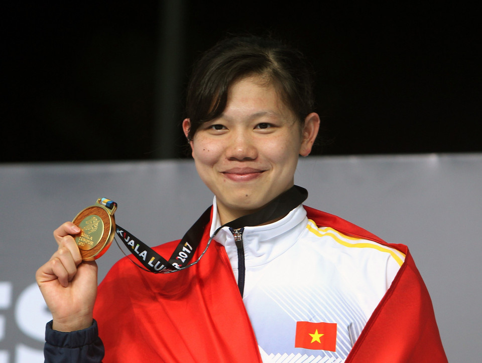 Nguyen Thi Anh Vien, la fille «en or» de la natation au Vietnam. Photo : VNA