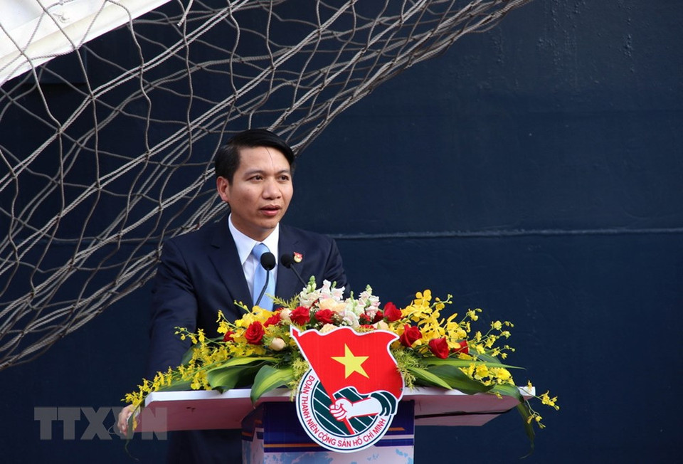  Le secrétaire du comité central de l’Union de la jeunesse communiste Ho Chi Minh, Nguyen Ngoc Luong, s’exprime lors de la cérémonie d’accueil des délégués participant à ce programme, le 2 septembre à Ho Chi Minh. 