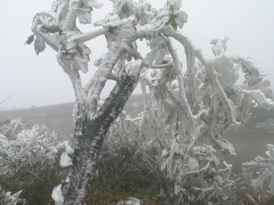 La neige et le verglas ont aussi fait leur apparition dans le mont Mau Son.