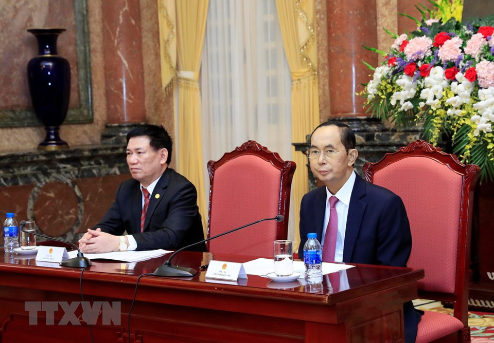  L’après-midi du 19 septembre, le président Tran Dai Quang reçoit des chefs des délégations participant à la 14e Assemblée de l’ASOSAI (Organisation asiatique des Institutions supérieures de contrôle des finances publiques). 