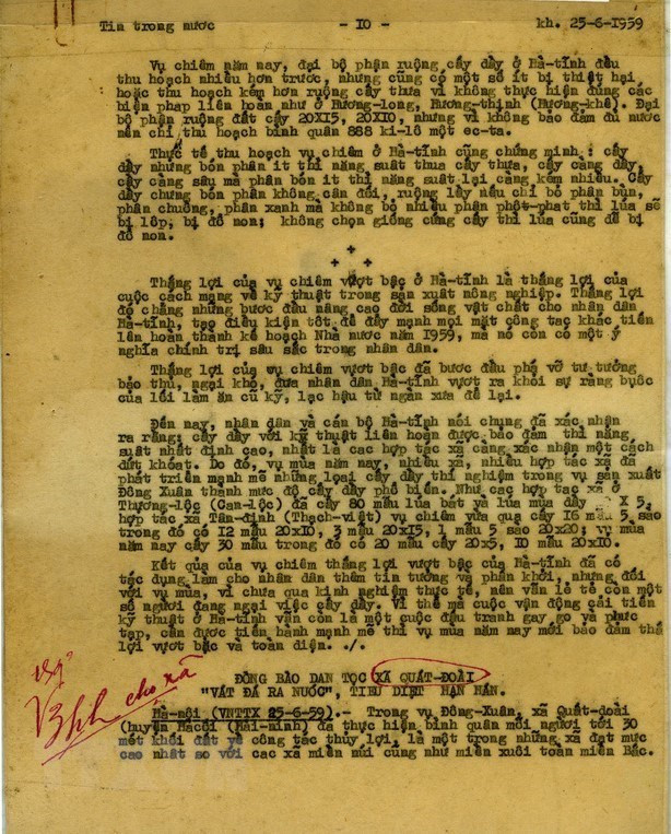 Les corrections du Président Hô Chi Minh d'articles de la VNA.