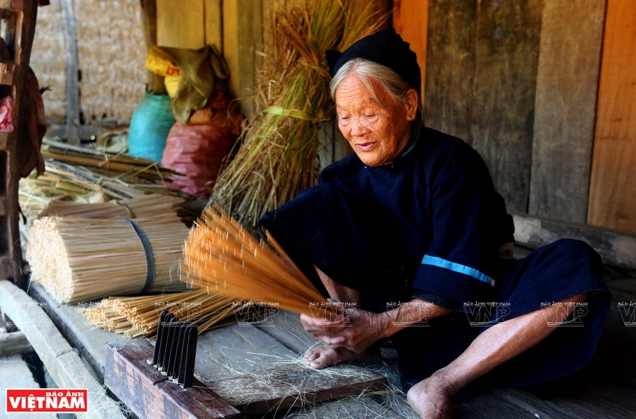 Des tiges de bambou découpées.