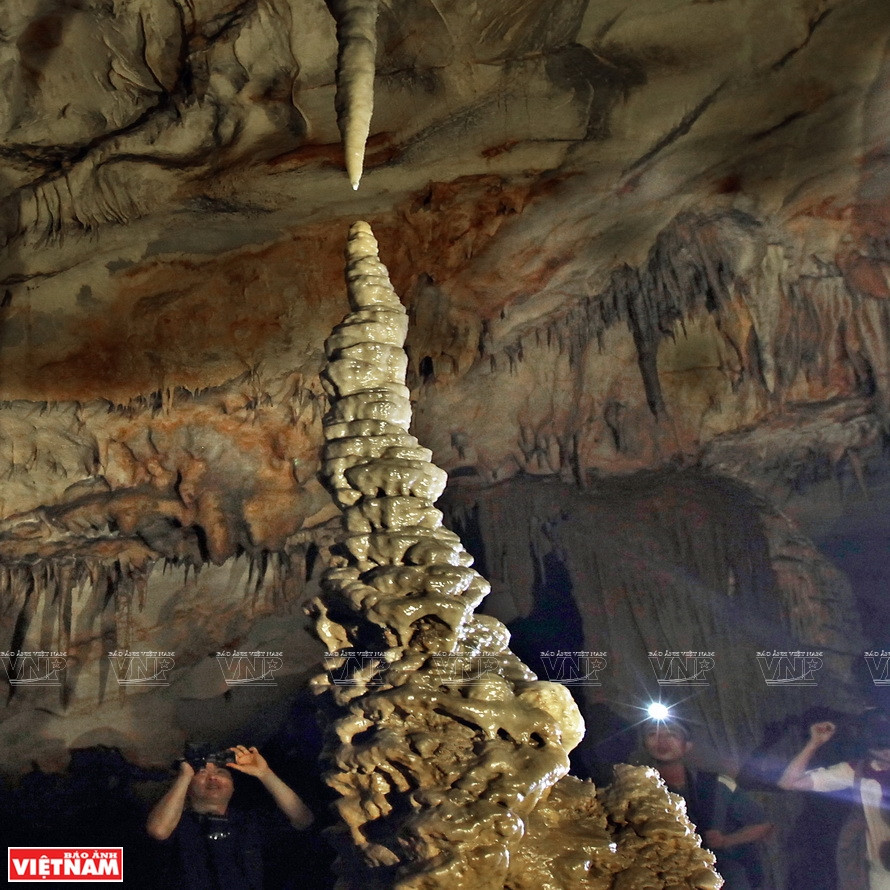 Plus on pénètre dans la grotte, plus on trouve des stalagmites aux formes originales. Photo : Tât Son