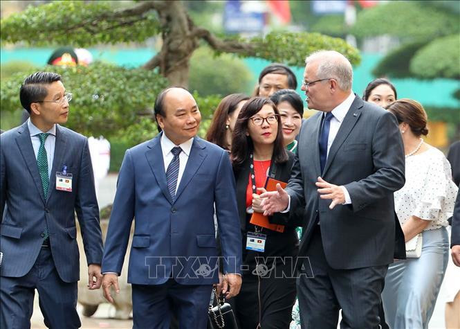 Le Premier ministre Nguyên Xuân Phuc et son homologue australien, Scott Morrison. Photo: VNA