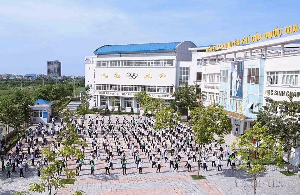 Le collège Chu Van An, commune de Tu Hiêp, district de Thanh Tri, répond aux normes nationales. Photo: VNA 