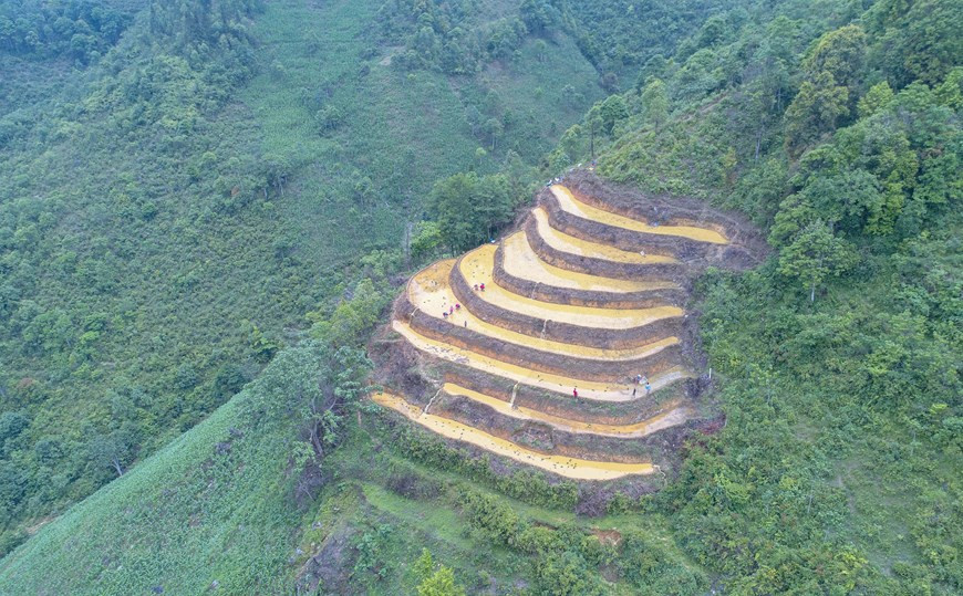 La région de Bac Ha se trouve sur des hauts plateaux à 700 mètres d’altitude, à l’extrême Nord du Vietnam et à la frontière avec la Chine. Elle bénéficie d’un climat doux durant toute l’année. Bac Ha constitue l’air d’habitat de plusieurs ethnies ethniques. Leurs villages originaux, nichés aux pentes des montagnes parsemées de rizières en terrasse, ainsi que leurs marchés hebdomadaires riches en couleurs, font de Bac Ha l’une des principales destinations touristiques du Nord du pays. Les paysages de cette région, caractérisés par les rizières en terrasse, sont particulièrement beaux entre le mois de mai (commencement des cultures) et le mois d’octobre (fin des récoltes). Photo: VietnamPlus