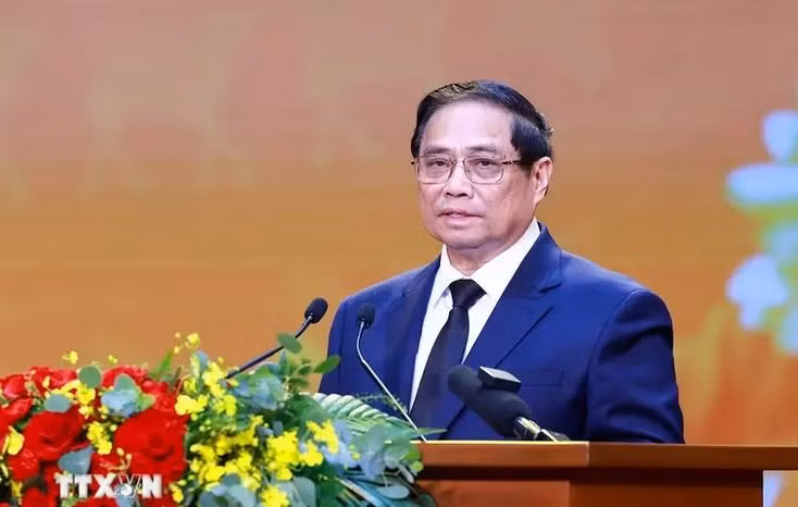 Le Premier ministre Pham Minh Chinh lors de la conférence. Photo: VNA