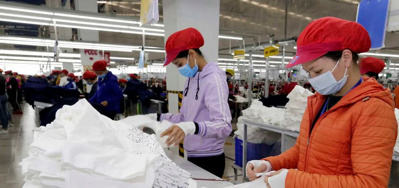 Les ouvriers au travail chez la compagnie de vêtements Tinh Loi, dans la province de Hai Duong. Photo : VNA