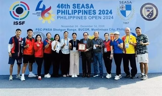 La délégation vietnamienne au 46e Championnat de tir de l'Association de tir d'Asie du Sud-Est (SEASA) le 6 décembre à Muntinlupa, aux Philippines. Photo: gracieuseté de la délégation sportive vietnamienne
