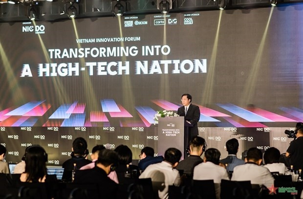 Le vice-ministre du Plan et de l’Investissement Trân Duy Dông s’exprimant lors du Forum de l’innovation du Vietnam 2024. Photo : VNA 
