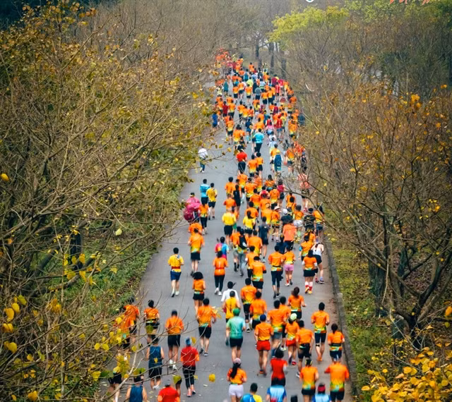 Les coureurs participent au marathon de Tràng An 2023. Photo: VNA