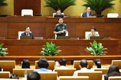 Le ministre de la Défense, Phan Van Giang, clarifie plusieurs points soulevés par les députés de l'Assemblée nationale. Photo : VNA