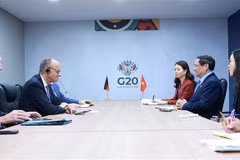 Rencontre entre le Premier ministre Pham Minh Chinh et le chancelier allemand Friedrich Merz. Photo: VNA