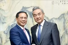 Le vice-Premier ministre et ministre vietnamien des Affaires étrangères, Bui Thanh Son (gauche), et le chef de la diplomatie chinoise, Wang Yi. Photo: VNA