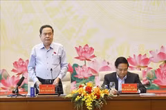 Ke président de l’Assemblée nationale, Tran Thanh Man, prend la parole lors de l'événement. Photo: VNA