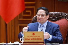 Le Premier ministre Pham Minh Chinh s'exprime lors de la réunion. Photo: VNA