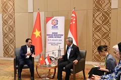 Le vice-Premier ministre et ministre des Affaires étrangères, Bui Thanh Son (gauche), et le ministre des Affaires étrangères de Singapour, Vivian Balakrishnan. Photo: VNA