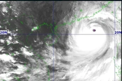 Position de l’œil du typhon Ragasa à 16h le 23 septembre. Photo : VNA